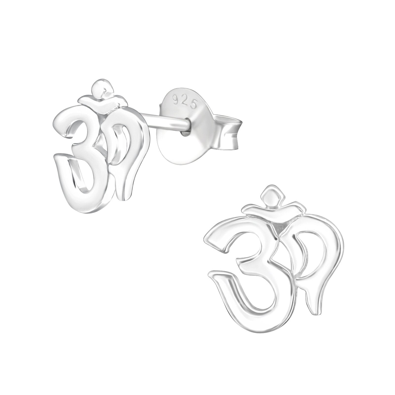 Tiny OM Symbol Stud Earrings - 925 Sterling Silver Ohm Dainty Post Yoga  Gift NEW | eBay