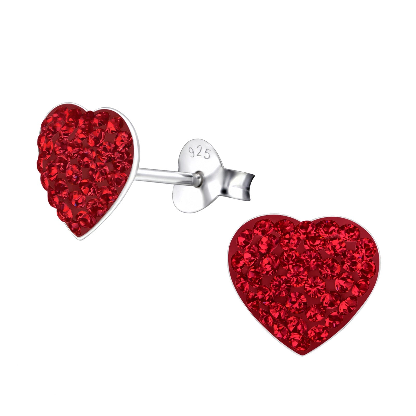 Red and Silver CZ Heart Earrings  VOYLLA
